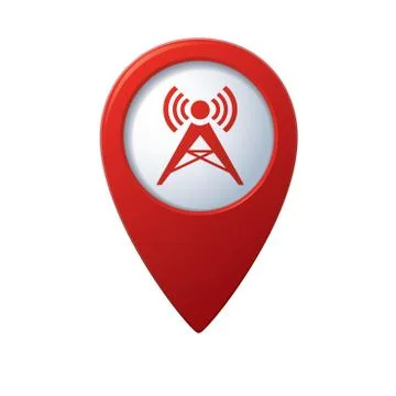 Wireless icon red map pointer Stock Illustration