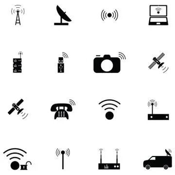 Wireless icon set Stock Illustration