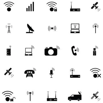 Wireless icon set Stock Illustration