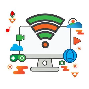 Wireless illustration. computer illustration. Flat vector icon. can use for, Stock Illustration