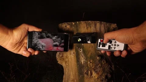 Wireless Infrared Camera with Zoom Streaming to Phone in Backyard Area Stock Footage 333453704