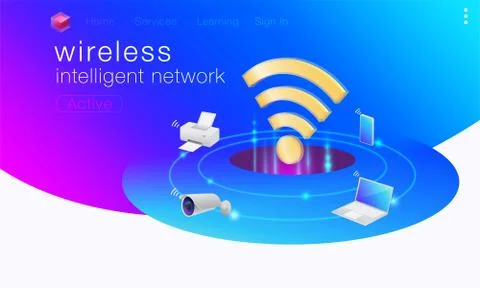 Wireless intelligent network Illustrazione stock
