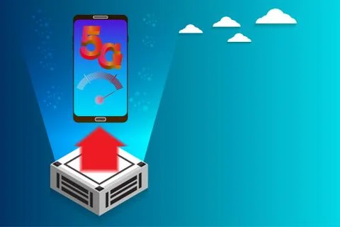 Wireless internet 5g network high speed connection with smart phone Illustrazione stock