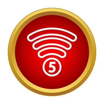 Wireless internet 5g network signal red button icon Stock Illustration