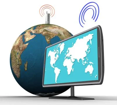 Wireless internet and a computer Stock Illustration