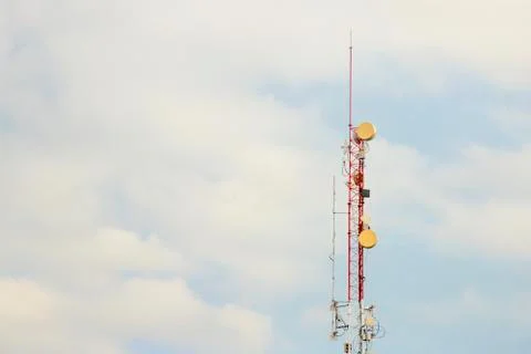 Wireless internet antenna In blue sky Stock Photos