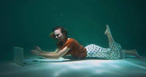 WIRELESS INTERNET CONCEPT Happy young beautiful freelance manager business woman Stock Footage 171429703