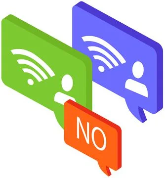 Wireless internet connection icon. Logo of worldwide network and word no in Stock Illustration