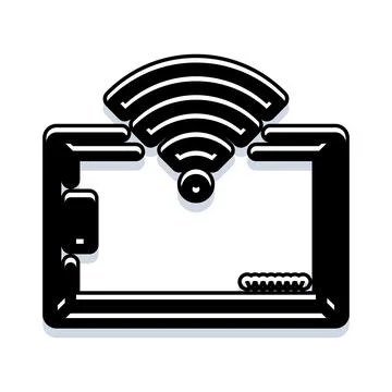Wireless internet network connection communicating with screen device Stock Illustration
