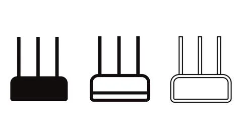 A wireless internet network equipment set featuring a router, modem, Stock Illustration