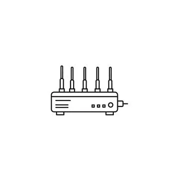 Wireless internet network router with multiple antennas line art graphic Stock Illustration