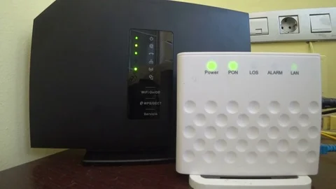 Wireless internet router Stock Footage 80562895
