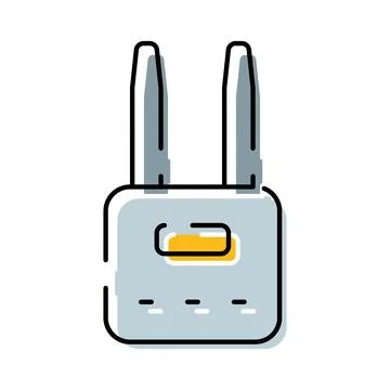 Wireless internet router modem connecting global network 库存插图