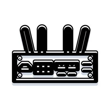 Wireless internet router with multiple antennas connecting devices 스톡 일러스트
