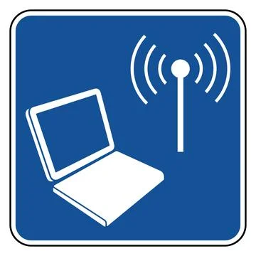 Wireless internet service sign, Wi-Fi, D9-22, US road sign Ilustração Stock