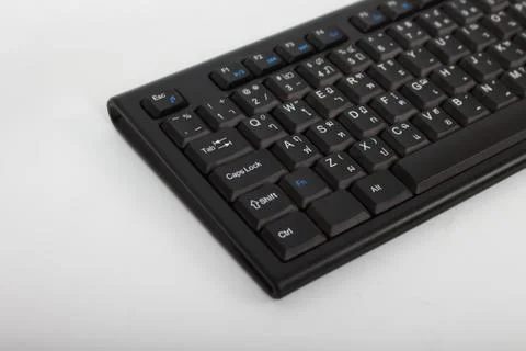 Wireless Keyboard black on a white background. Stock Photos
