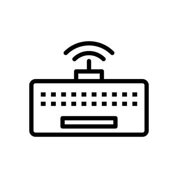 Wireless keyboard icon line isolated on white background. Black flat thin i.. Stock Illustration