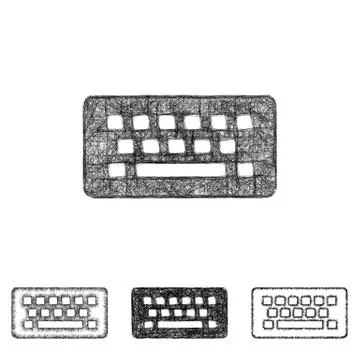 Wireless keyboard icon set - sketch line art Illustrazione stock
