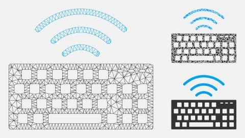 Wireless Keyboard Vector Mesh 2D Model and Triangle Mosaic Icon Stock Illustration