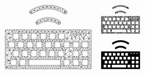Wireless Keyboard Vector Mesh 2D Model and Triangle Mosaic Icon Stock Illustration