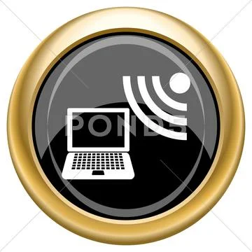 Wireless laptop icon Stock Illustration