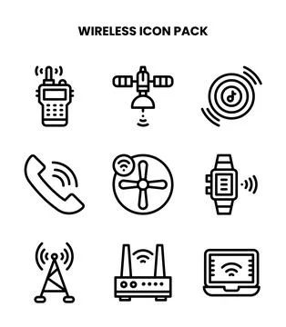 Wireless Line Icons Pack 스톡 일러스트