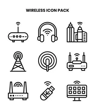 Wireless Line Scalable Icons Pack Stock Illustration
