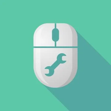 Wireless long shadow mouse icon with a wrench Stock-Illustration