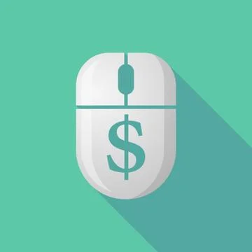 Wireless long shadow mouse icon with a dollar sign Stock Illustration