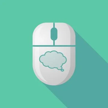 Wireless long shadow mouse icon with a comic cloud balloon Stock Illustration