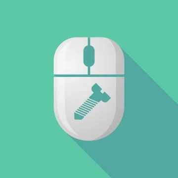 Wireless long shadow mouse icon with a screw Stock Illustration