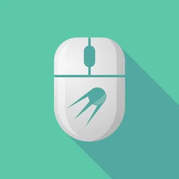 Wireless long shadow mouse icon with a vintage satellite Stock Illustration