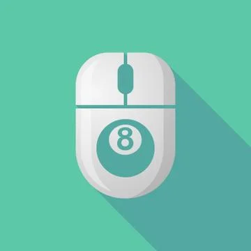 Wireless long shadow mouse icon with   a pool ball Stock Illustration