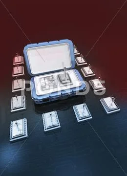 Wireless mesh network, artwork Stock Illustration