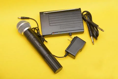 Wireless microphone with accessories Stock Photos