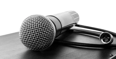 Wireless microphone and cable with connector Stock Photos