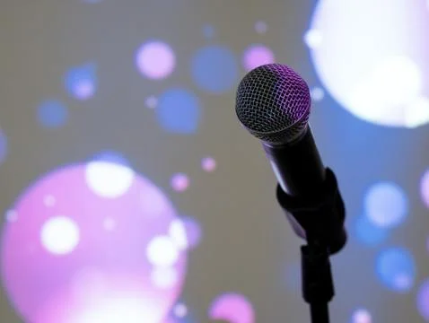 Wireless microphone on stage Stock Photos