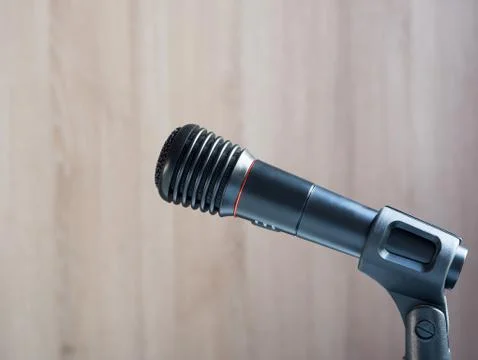 Wireless microphone on stand Stock Photos