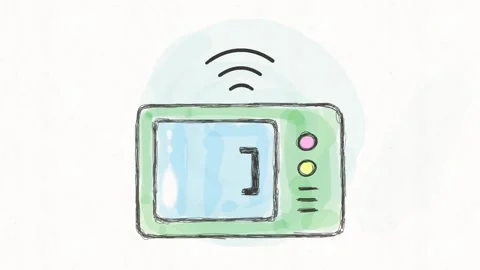 Wireless Microwave Oven Smart Connectivity Animation Stock Footage 341863572