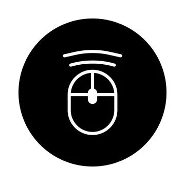 Wireless mouse in black circle icon represents modern technology and comput.. Stock Illustration