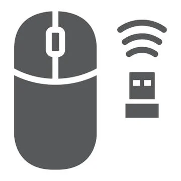 Wireless mouse glyph icon, cursor and device, computer mouse sign, vector Stock Illustration