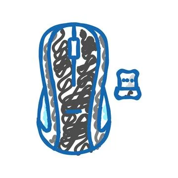 Wireless mouse home office icon doodle illustration Stock Illustration