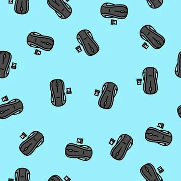 Wireless mouse home office vector seamless pattern Stock Illustration
