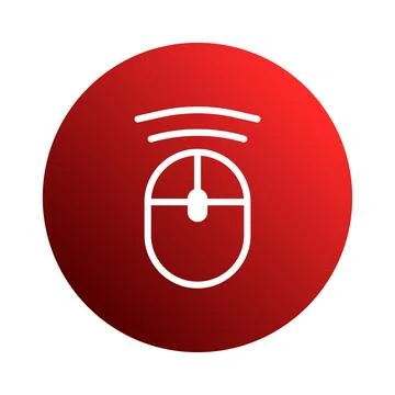 Wireless mouse icon inside red circle creates simple technology illustratio.. Stock Illustration