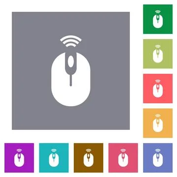Wireless Mouse Icon Set square flat icons Stock Illustration