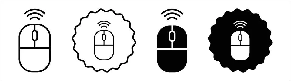 Wireless mouse icon symbol set collection. Wireless mouse simple vector sig.. Stockillustratie