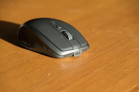Wireless Mouse Isolated and Focused on a Table Stock Photos