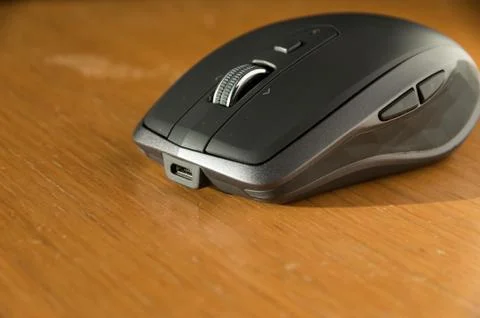 Wireless Mouse Isolated and Focused on a Table Stock Photos