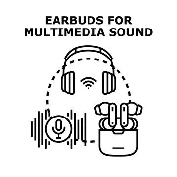 Wireless multimedia audio devices for listening and speaking Ilustración de archivo
