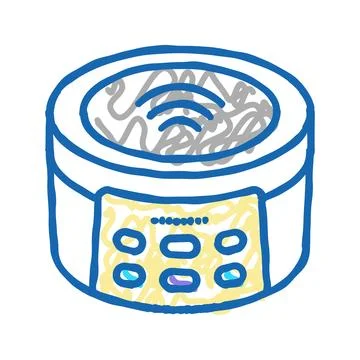 Wireless music speaker icon doodle illustration Illustrazione stock